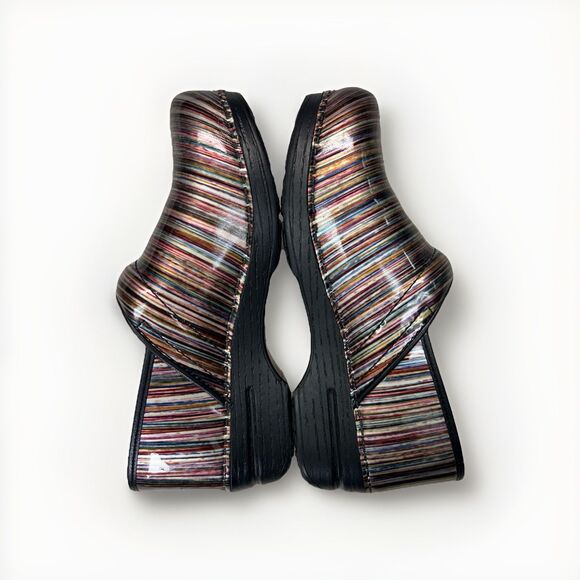 DANSKO XP SLIP-ON Professional Clog Womens 41 (US 10½-11) Patent Leather Stripes - Picture 6 of 12